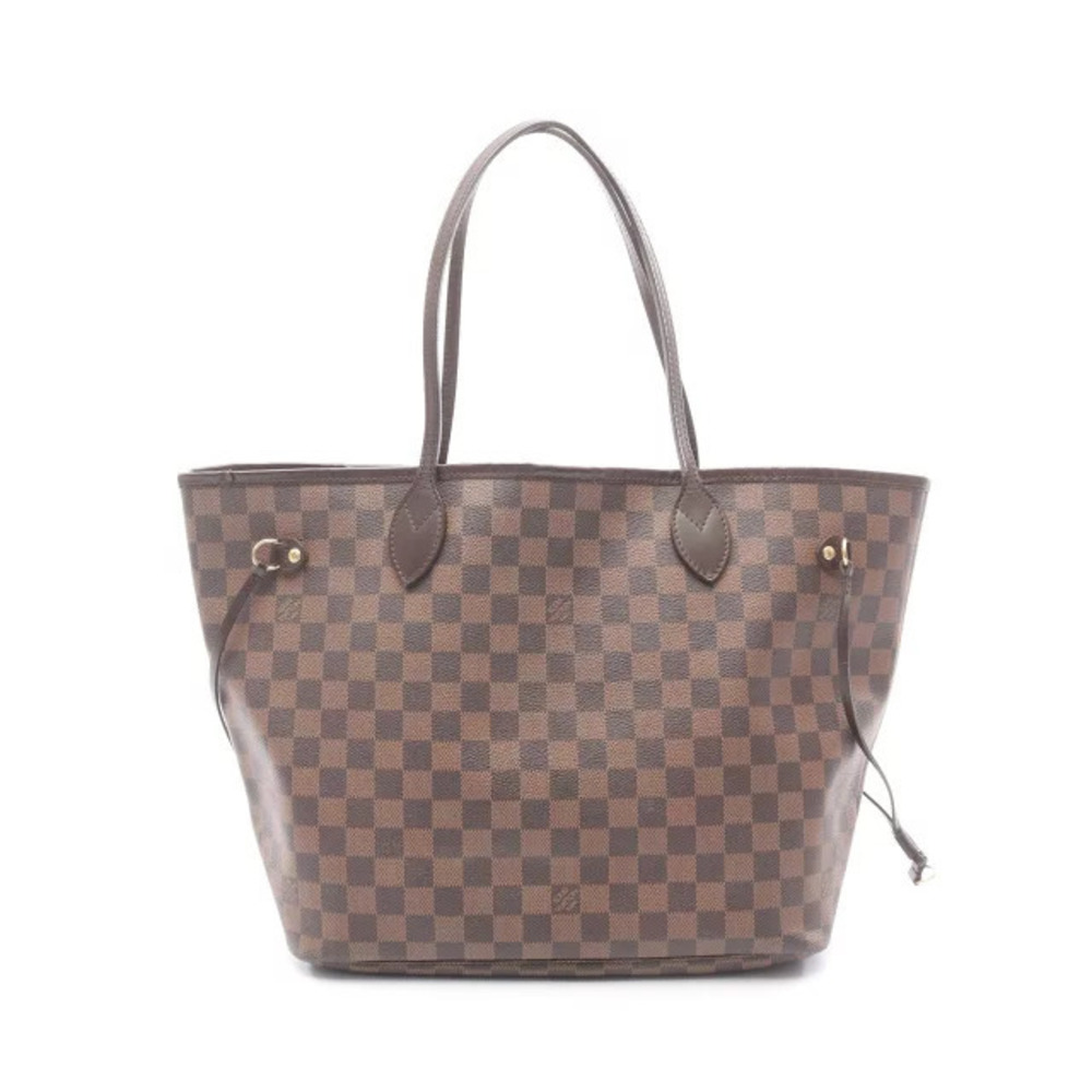 Louis Vuitton Neverfull Damier Ebene Brown Tote Bag Canvas Leather Brown